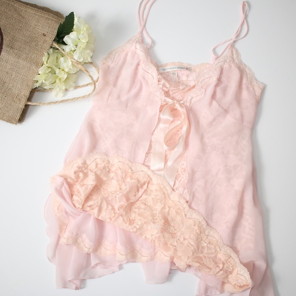 Victoria's Secret Other - VS Tie Front Lace Soft Pink Nightie Lingerie
